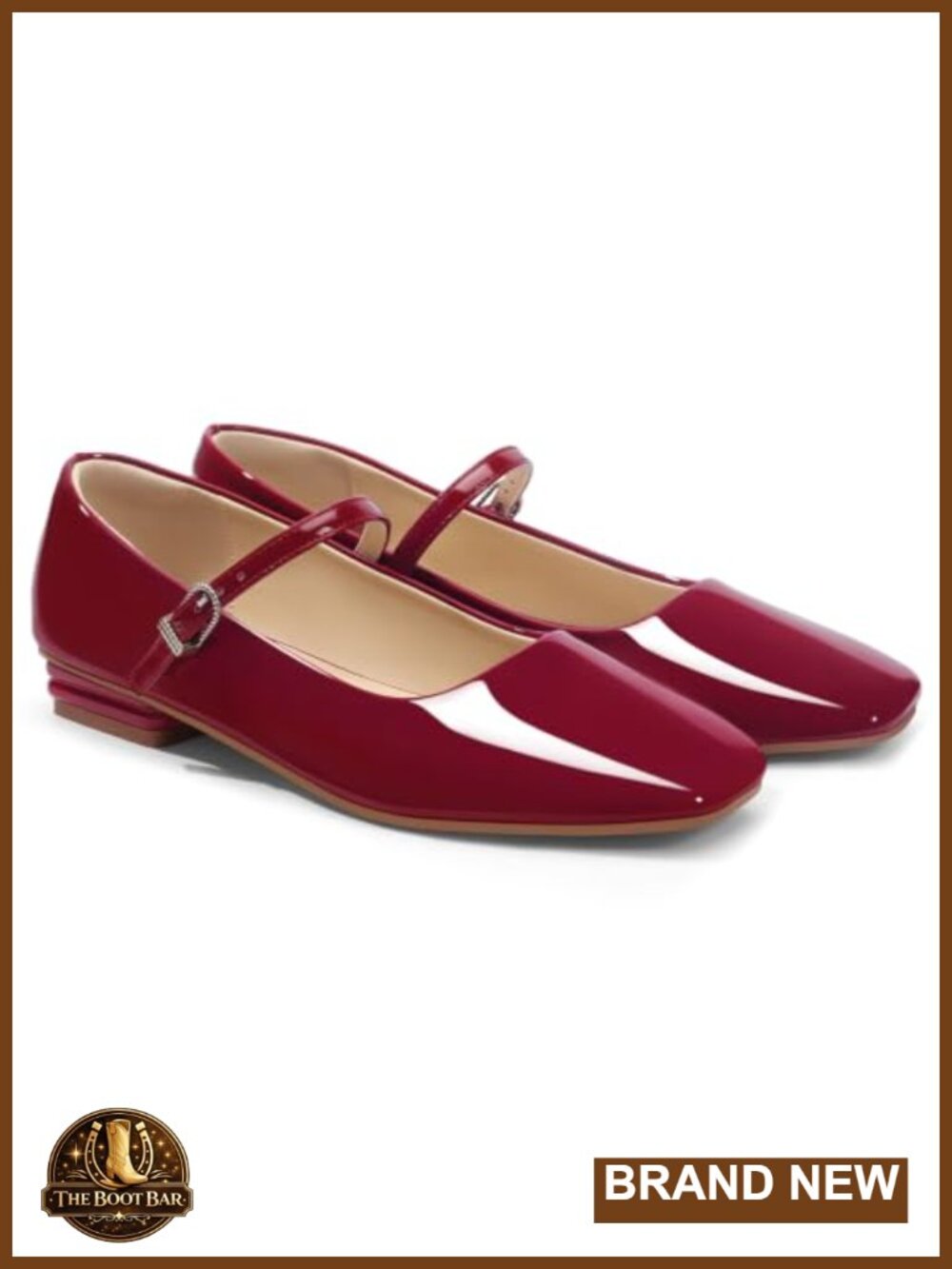 Mary Jane Flats Square Toe Slip On Ballet Shoes Faux Leather - Picture 4 of 6